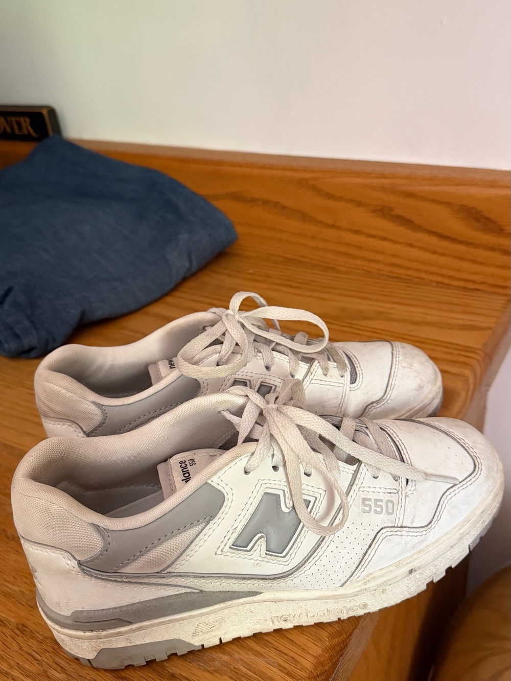 New Balance White Sneakers with Light Gray Trim